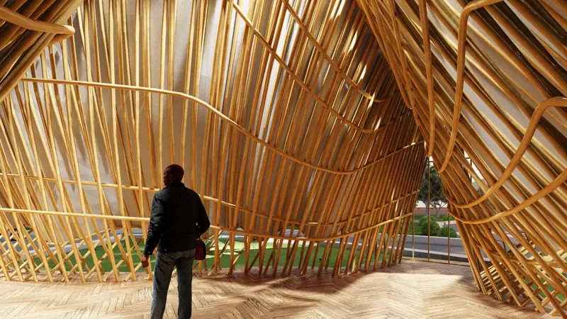 Bamboo hut concept, interior render
