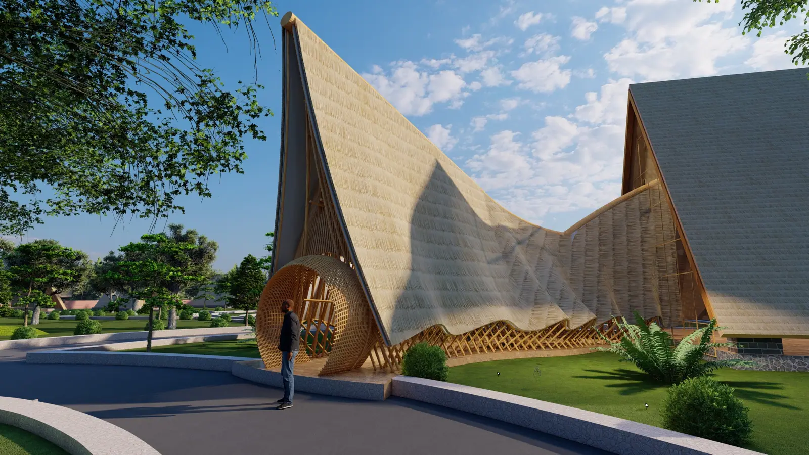Bamboo hut concept, exterior render
