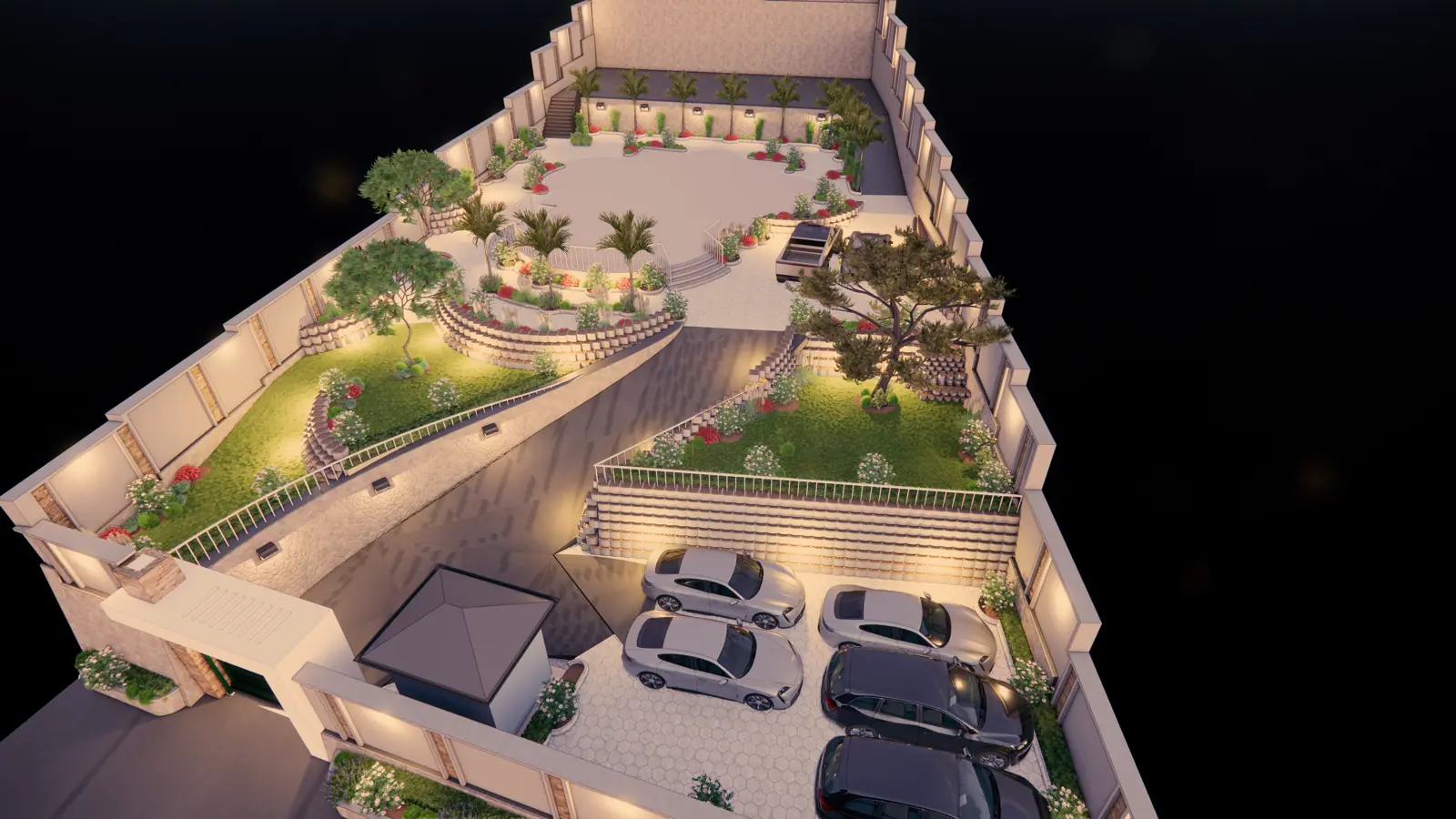 Bwebajja landscape from above at night