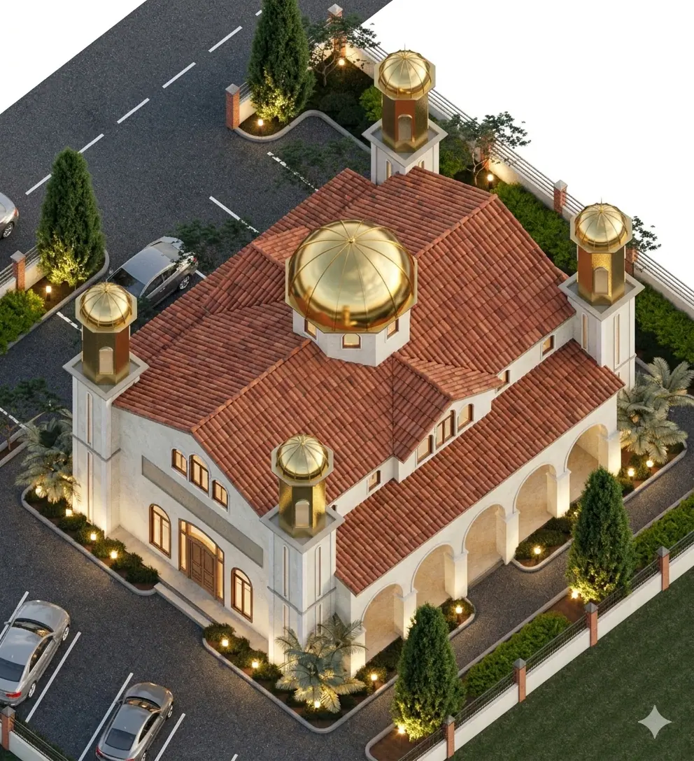 Church from above, render