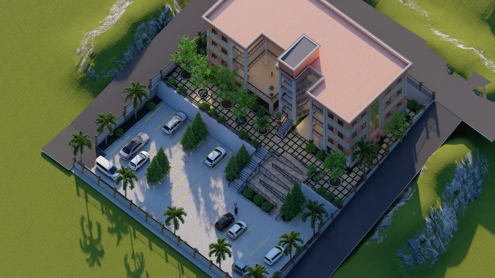 Muyenga School from above, a Formcraft Studio model
