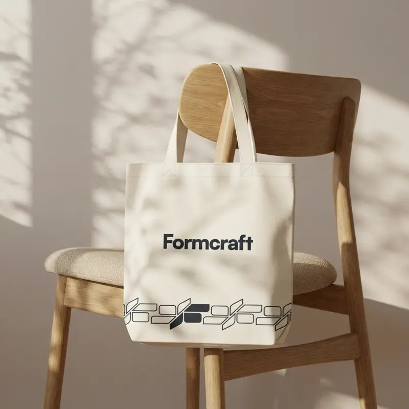 Formcraft canvas tote bag on a wooden chair
